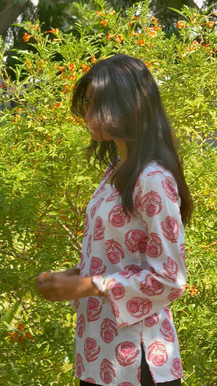 White rayon short kurti