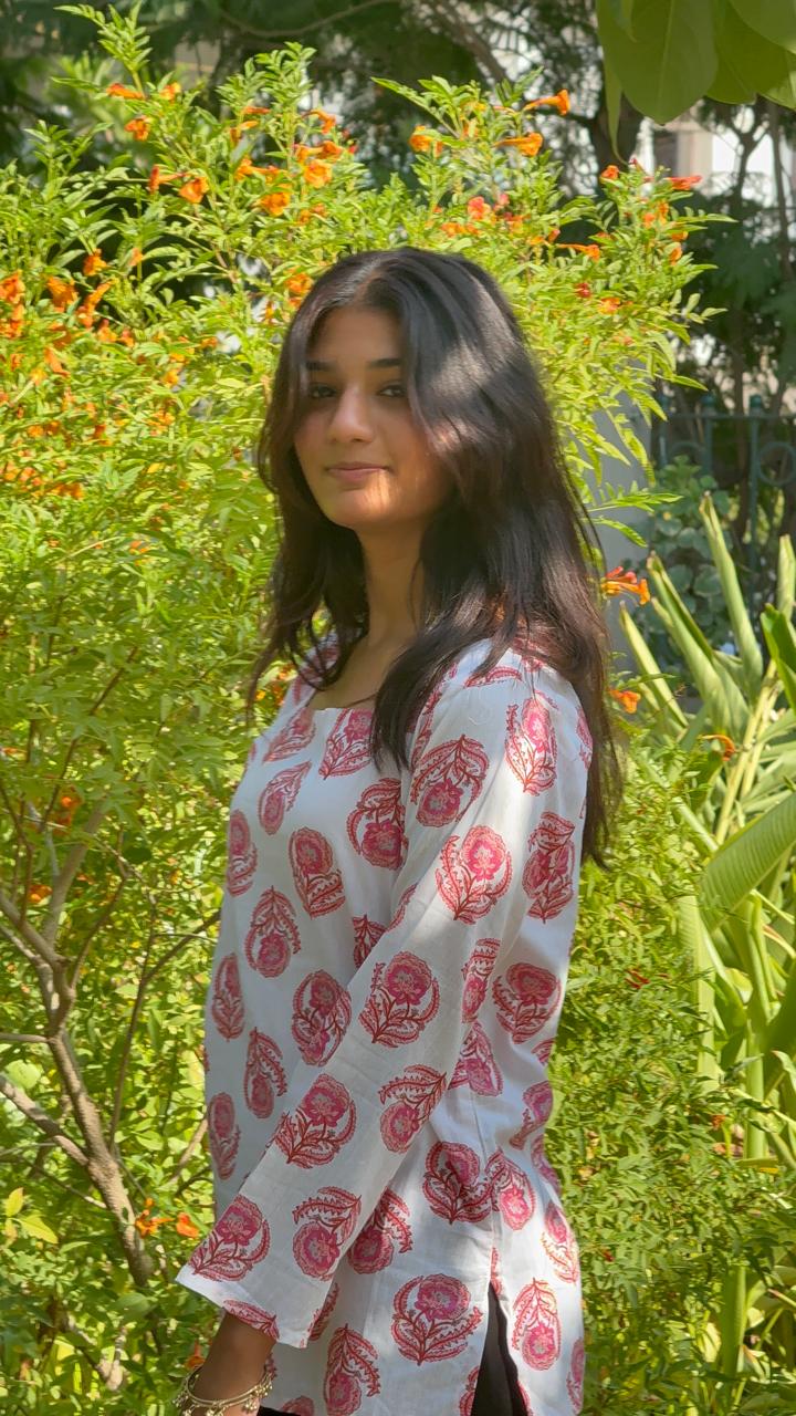 White rayon short kurti