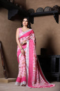 Blush Pink Handwoven Linen Saree