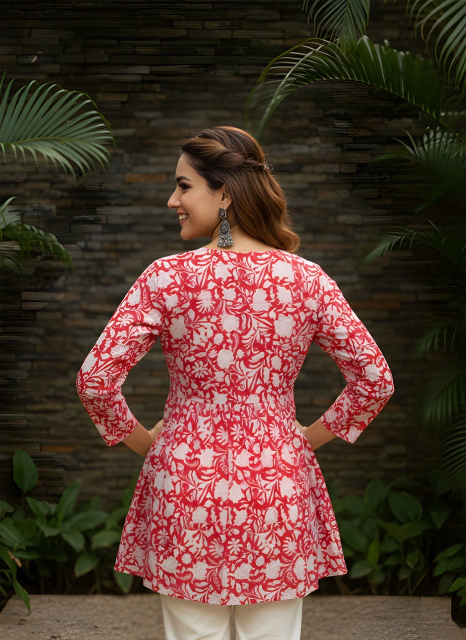 Rosé Bloom A-Line Short Kurti