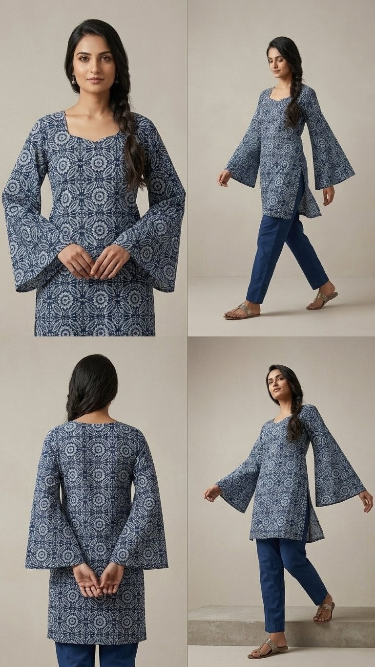 Meera Blue Backless Short  Kurti