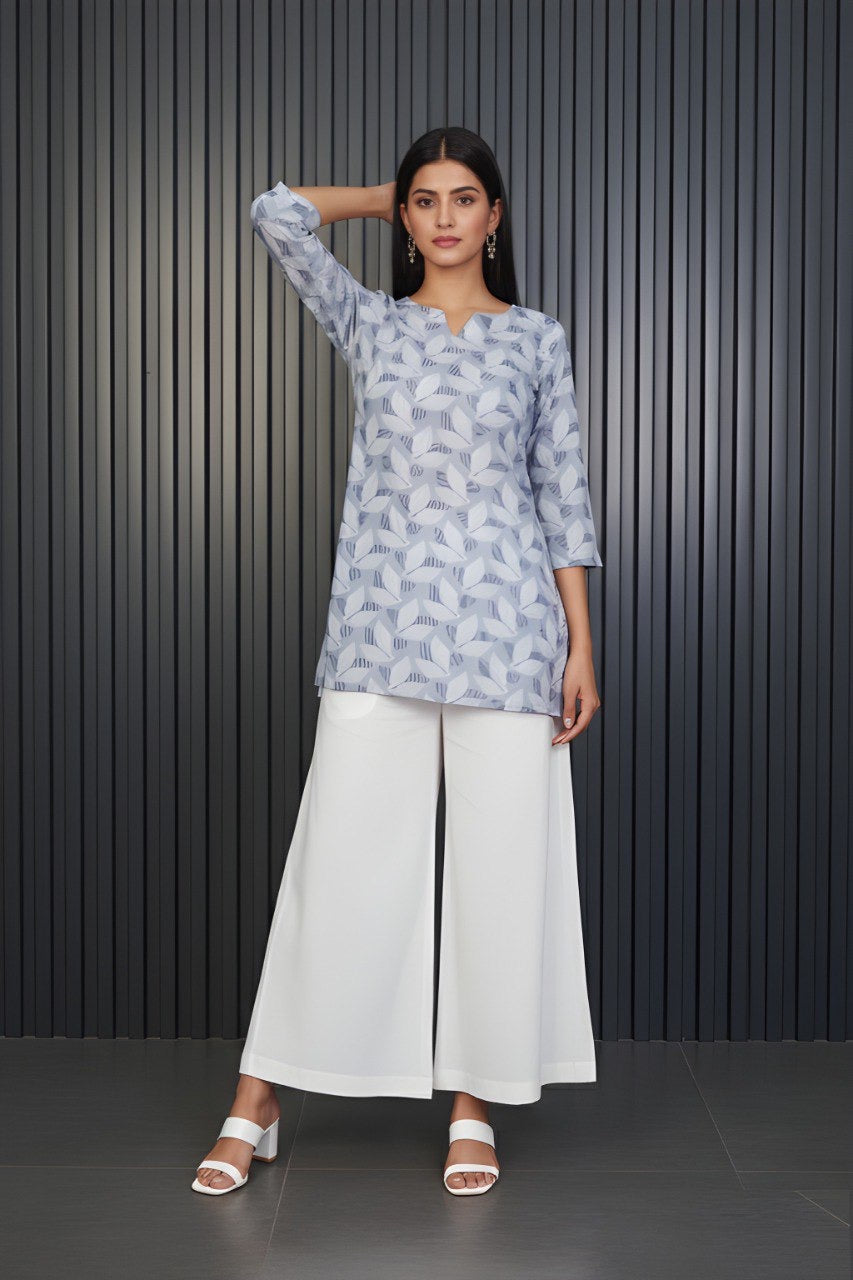 Grey Printed Short kurti