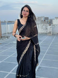 Black Elegant Saree with Gold diamonds