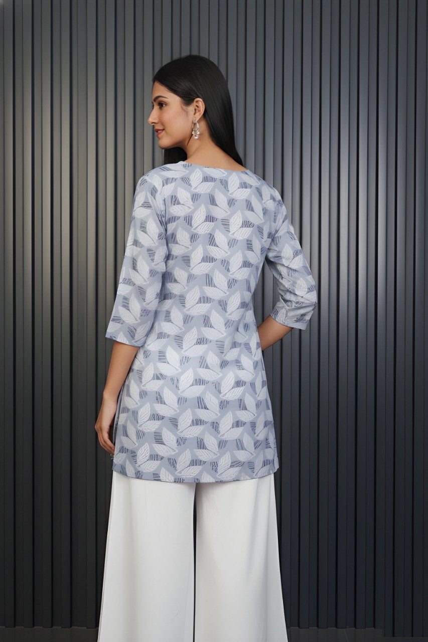 Grey Printed Short kurti