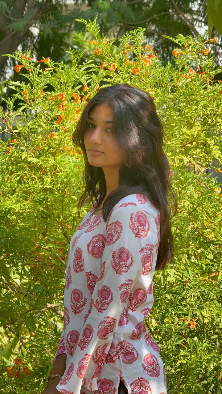 White rayon short kurti