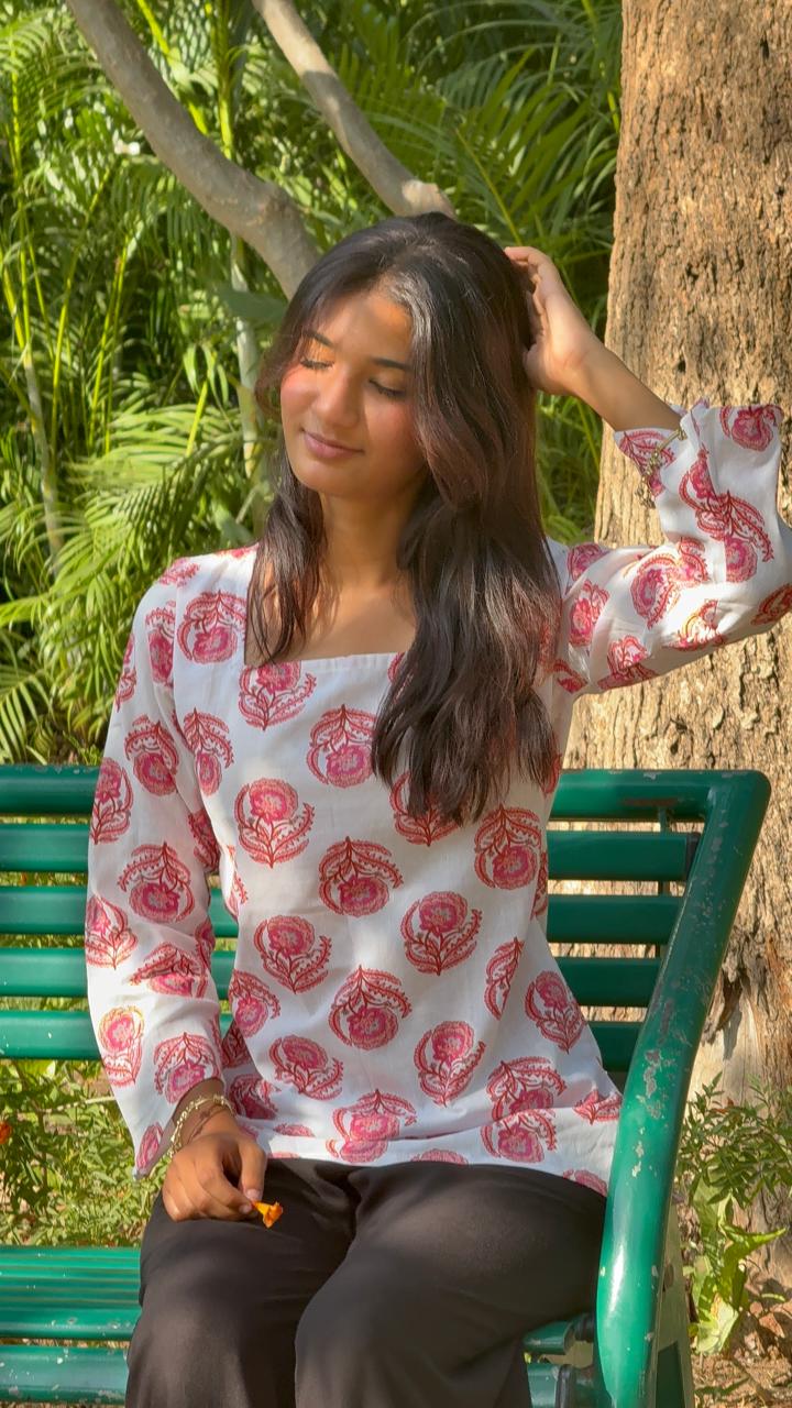 White rayon short kurti