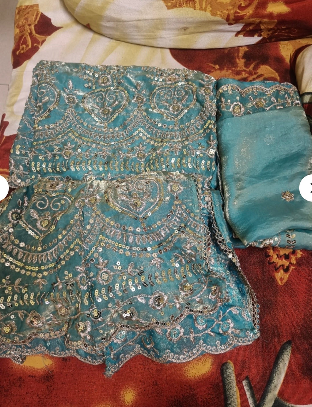 Sequinned Kurta With Sharara and Dupatta