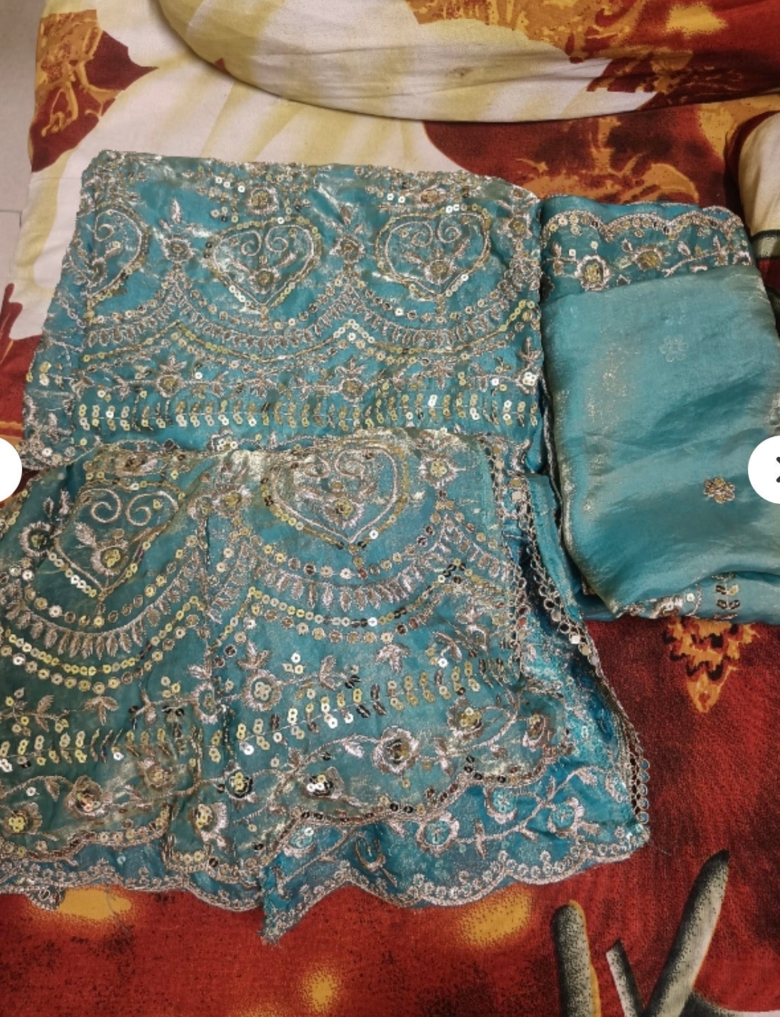 Sequinned Kurta With Sharara and Dupatta
