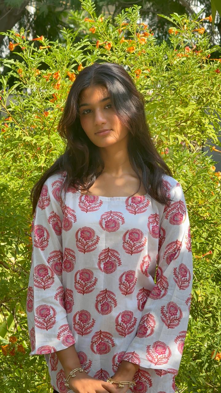 White rayon short kurti