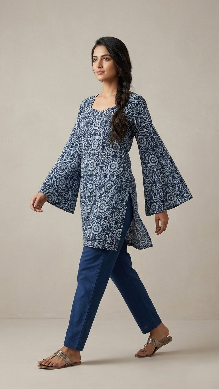 Meera Blue Backless Short  Kurti