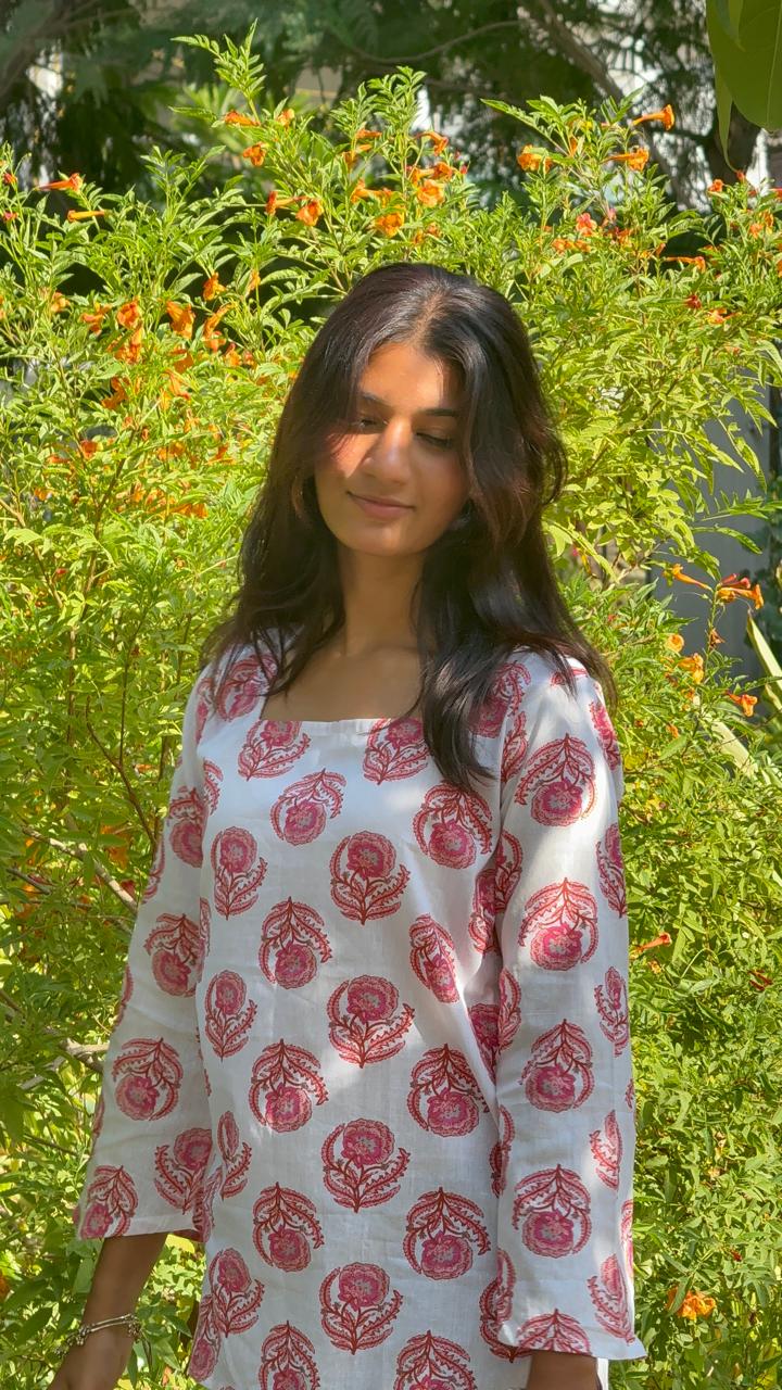 White rayon short kurti
