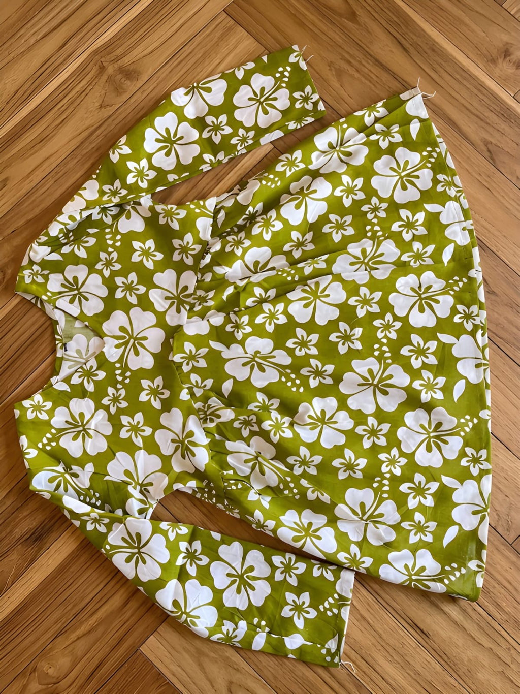 Lime Green  White Short Kurti