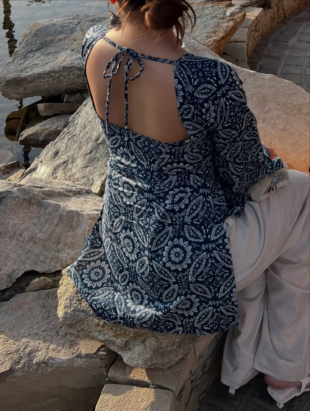 Meera Blue Backless Short  Kurti