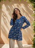 Blue rayon flare Short kurti