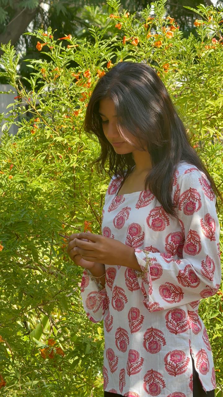 White rayon short kurti